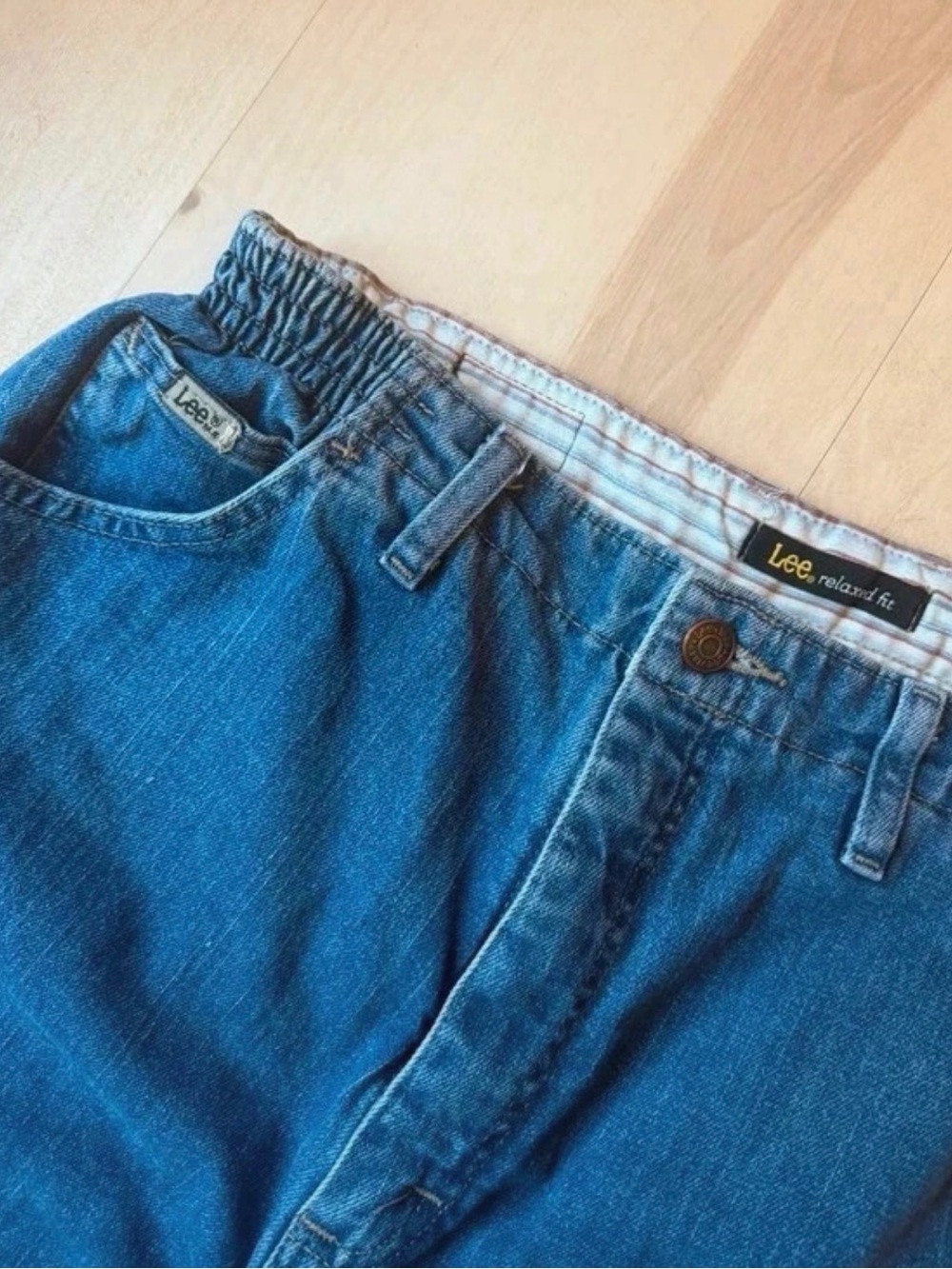 Cottagecore Mom Jeans Lee Relaxed Fit Elastic Mid Rise Cotton Denim Y2K 90’s